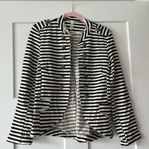 Chic Striped Black and White Women's Blazer